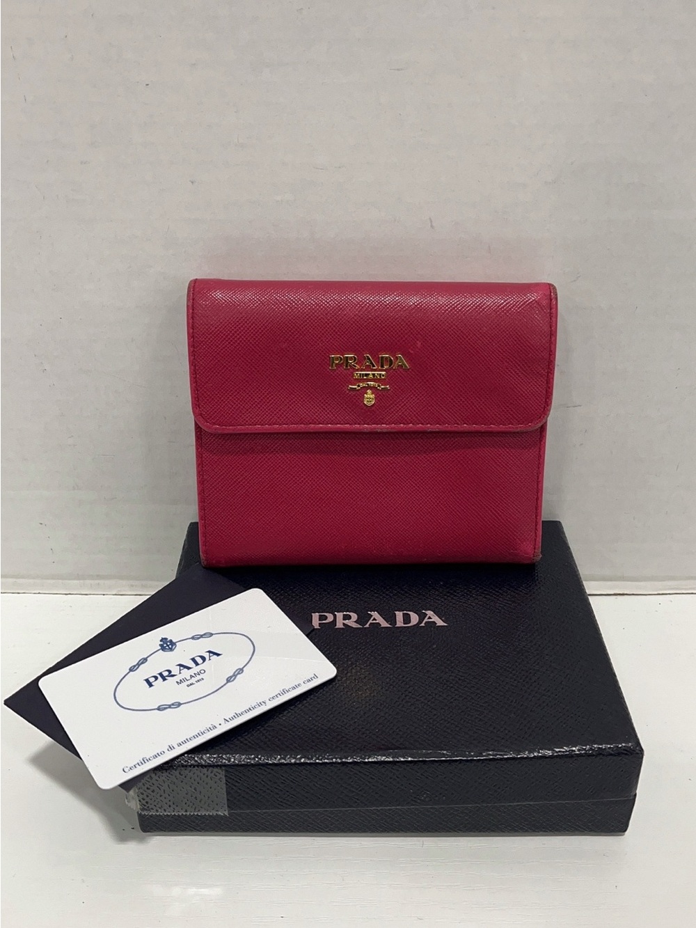 Prada Pink Saffiano Leather Wallet